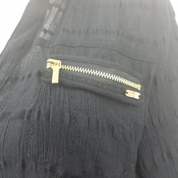 Bebe Black Semi-Sheer Button Front Blouse - Picture 4 of 6